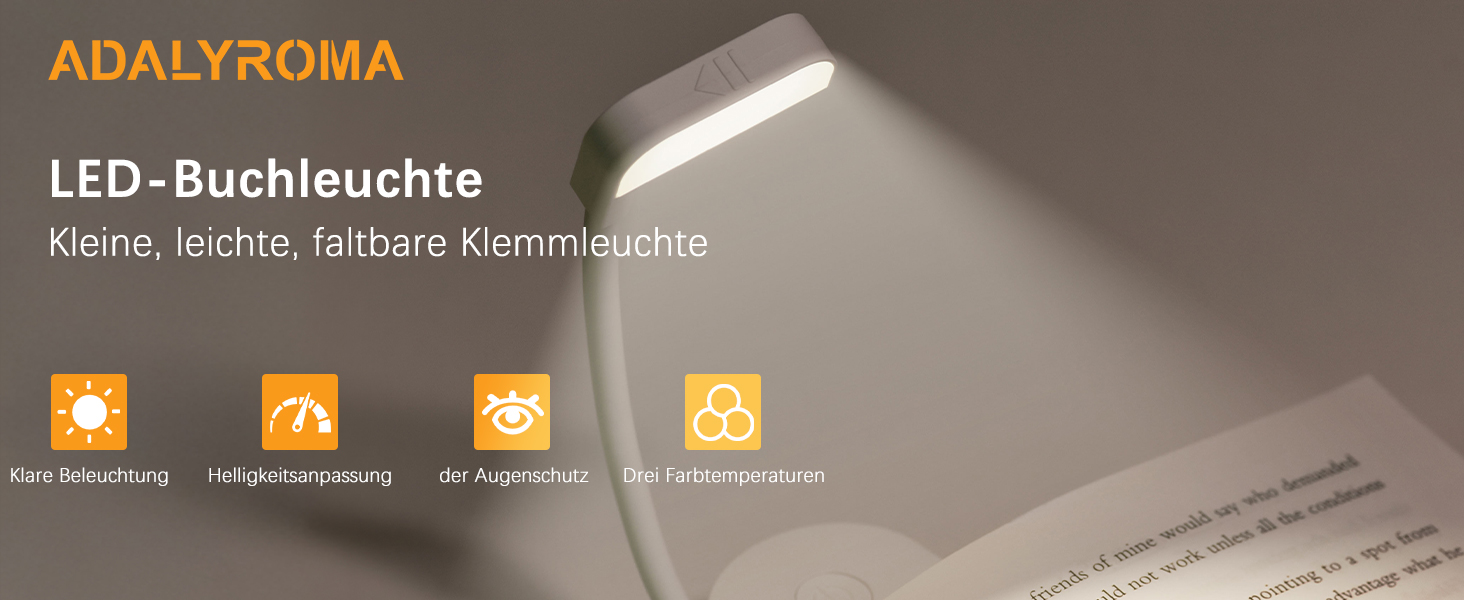 LED-лампа для читання з USB-зарядкою, 9 світлодіодів, 3 режими температури кольору, регульована яскравість, гнучкий поворот на 360°, для читання в ліжку