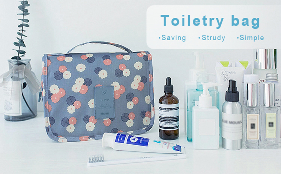 Сумка для туалетних аксесуарів на гачку | Складна дорожня сумка для туалетних речей з ручкою | Багатофункціональна косметичка, компактна сумка для туалетних аксесуарів, валізка для миття для чоловіків та жінок, темно-синій