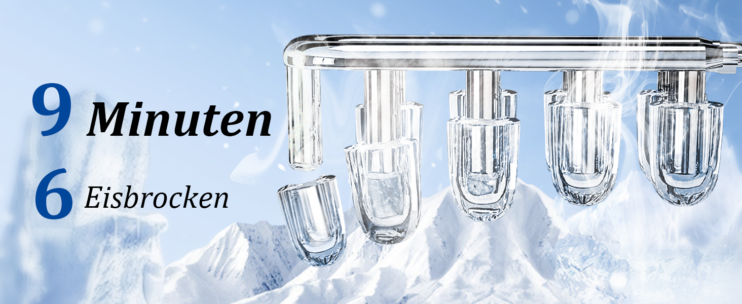 Машина для приготування кубиків льоду Klein - 2 розміри, 9 кубиків за 6 хвилин, портативна, для офісу, кемпінгу та вечірок (чорний)