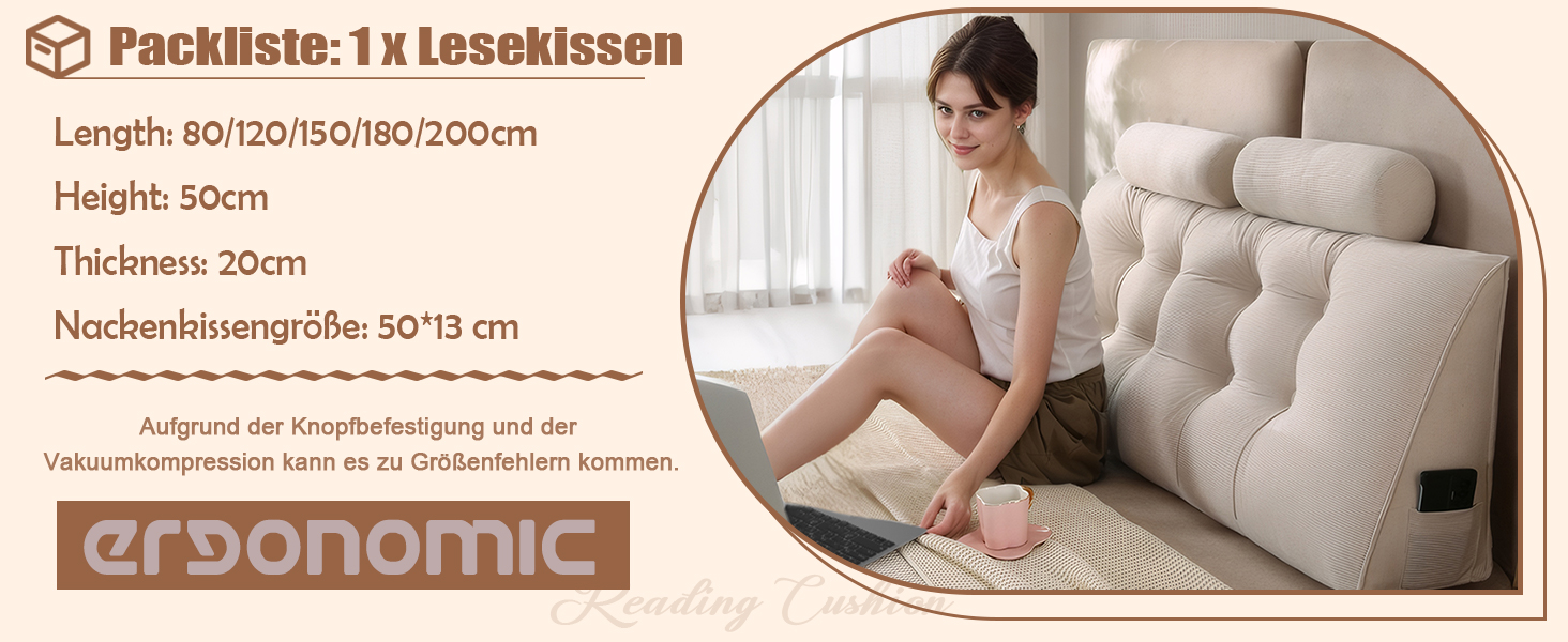 Підголовник для ліжка Keilkissen: Зручний трикутник для підтримки спини та шиї (80x50x20 см)