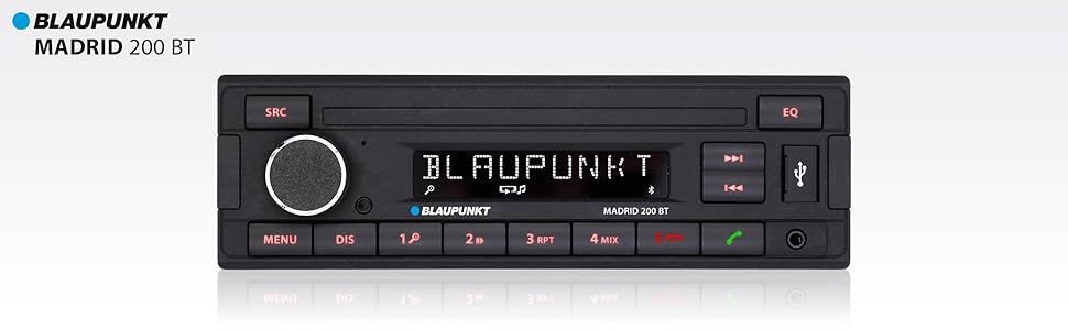 Автомагнітола Blaupunkt Madrid 200 BT з Bluetooth, USB, RDS, Aux, 1-DIN, чорна