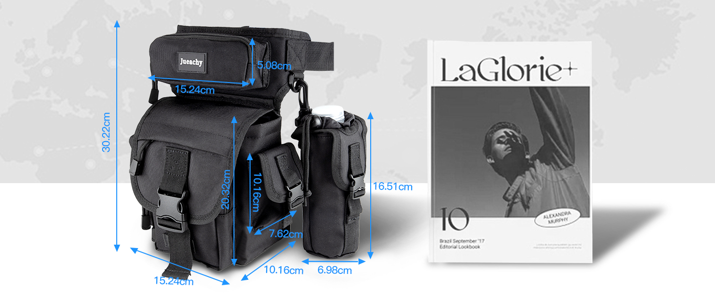 Тактична набедрена сумка Jueachy, водонепроникна, для мотоциклів, риболовлі, кемпінгу, чорна