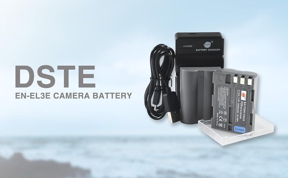 Акумулятор DSTE EN-EL3E (2 шт.) та Micro USB зарядний пристрій - сумісний з Nikon D30, D50, D70, D70S, D90, D80, D100, D200, D300, D300S, D700