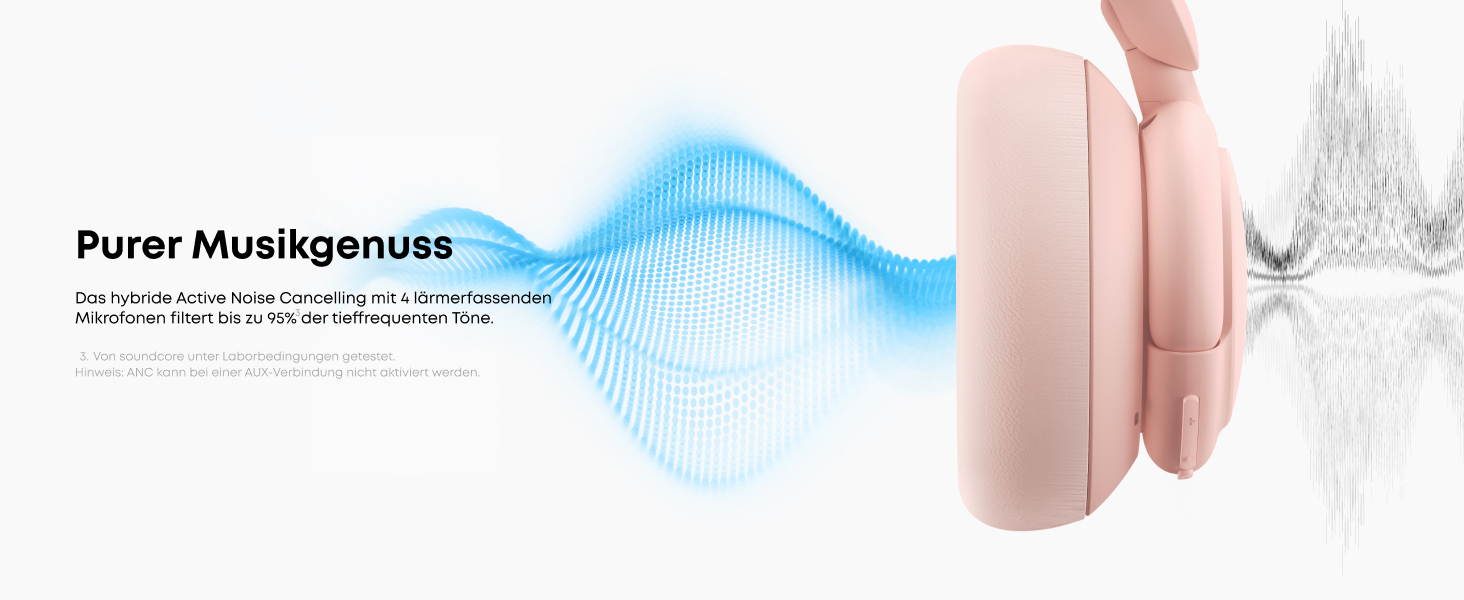 Soundcore Q30 навушники Bluetooth з активним шумозаглушенням, Hi-Res звук, 40 годин роботи, рожеві