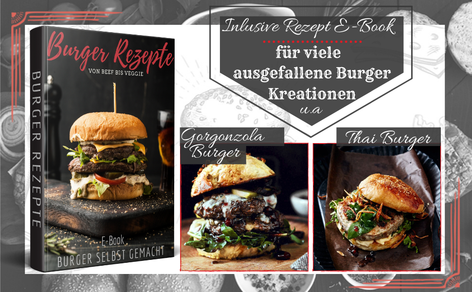 Пресс для бургерів Le Flair® з алюмінію: преміум-якість, з чохлом та 50 аркушами паперу для випікання. Ідеальний подарунок для гриля. Чорний колір.