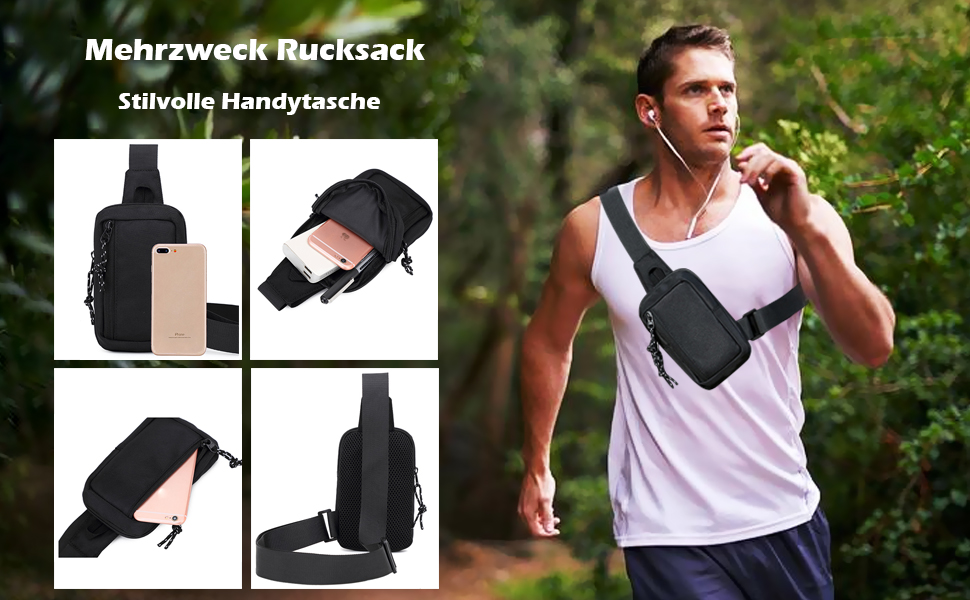 Чоловіча та жіноча поясна сумка-рюкзак для телефону, спортивна, водонепроникна, для активного відпочинку, кемпінгу, подорожей, фітнесу, велосипеду (чорна)