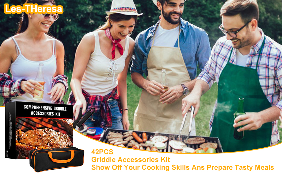 Набір аксесуарів для гриля на 42 шт. з кейсом, нержавіюча сталь, для газового гриля, барбекю, саду та кемпінгу