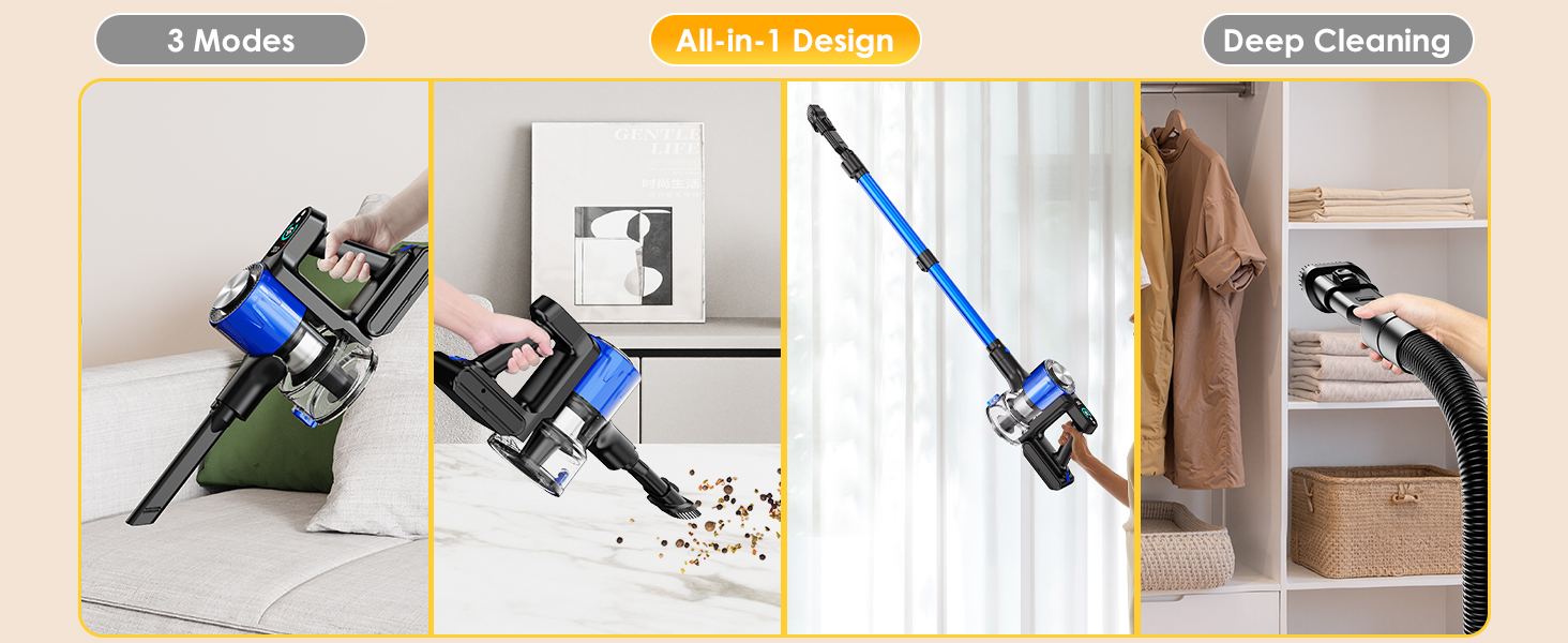 Бездротовий акумуляторний пилосос 50000Pa/500W з дисплеєм, 3 режими, антизаплутувальна щітка, док-станція, 1л, тихий, для шерсті тварин/килимів/підлоги/авто