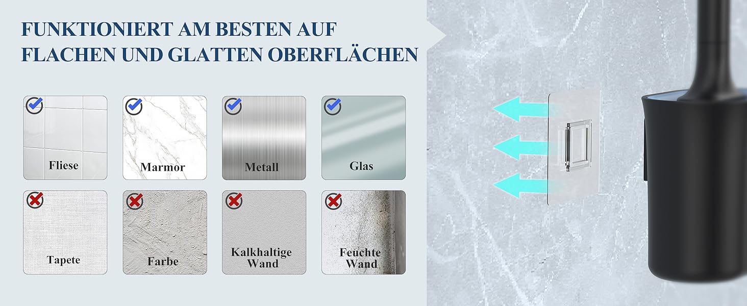 Настінна щітка для туалету Mr.SIGA з тримачем, без свердління, чорна
