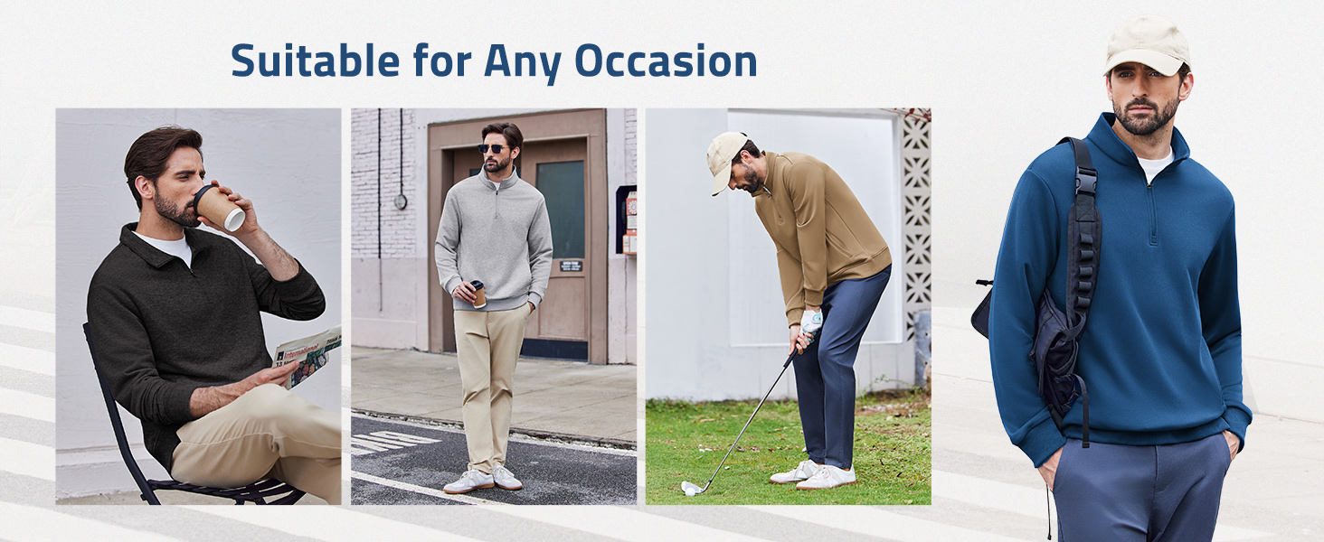 Світшот чоловічий PINSPARK з ¼ блискавкою, довгим рукавом, без капюшона, чорний, XL