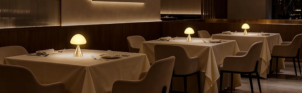 Бездротова настільна лампа-грибок, акумуляторна, з сенсорним регулюванням яскравості, мініатюрна золота атмосфера для спальні, їдальні, патіо, ванної кімнати