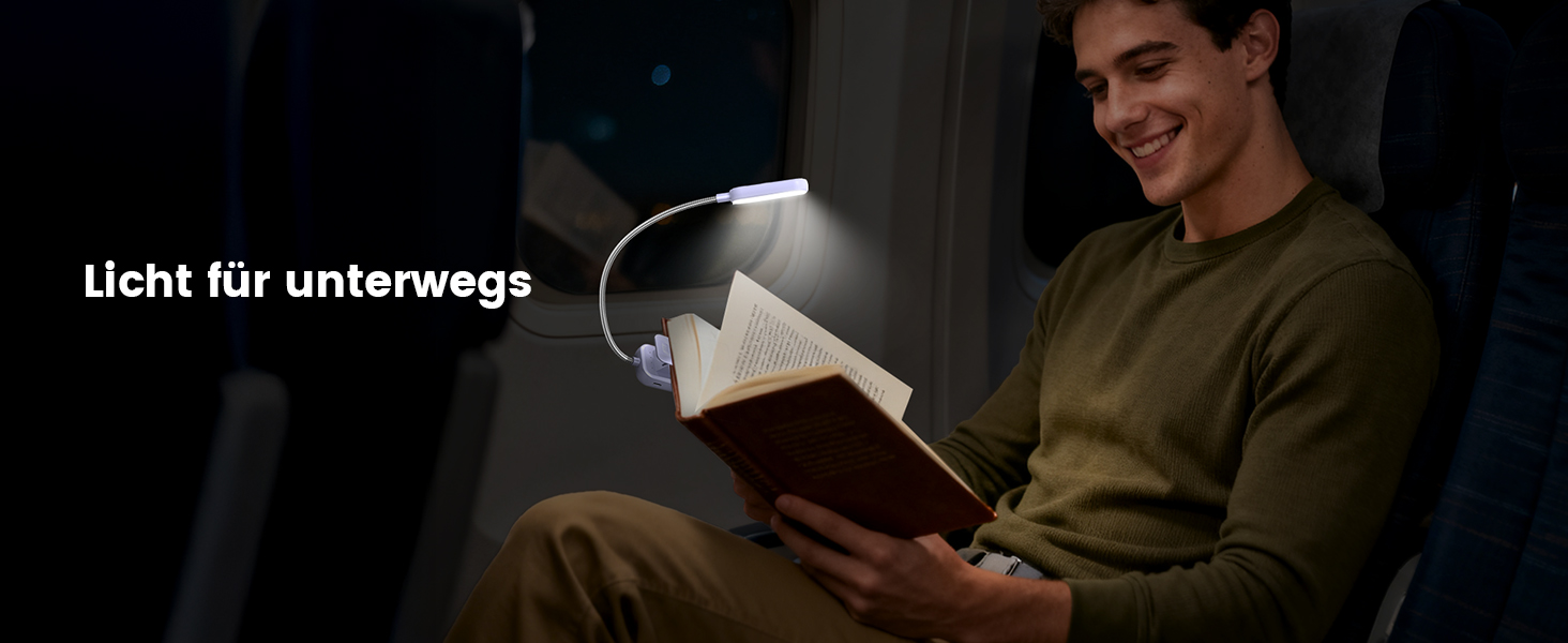 Світлодіодна лампа для читання Glocusent з прищіпкою, USB-аккумуляторна книга-лампа, 20 LED, 5 режимів кольорової температури та регулювання яскравості, гнучка на 360°, рожева