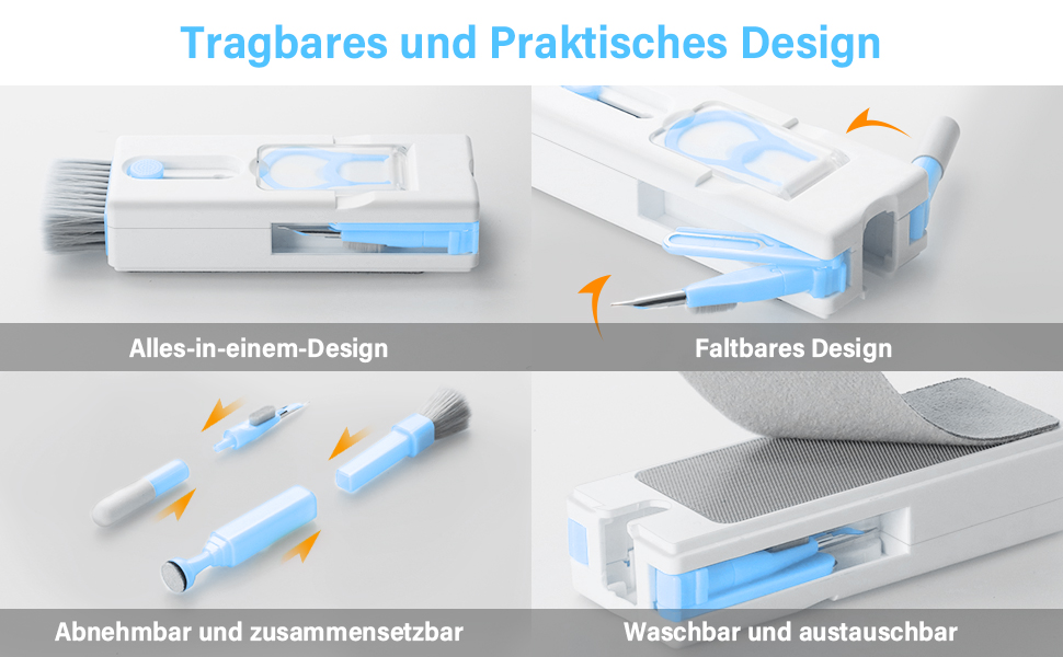 Набір для чищення клавіатури Alyvisun 11 в 1: для ноутбука, навушників, планшета, телефону, комп'ютера (блакитний)