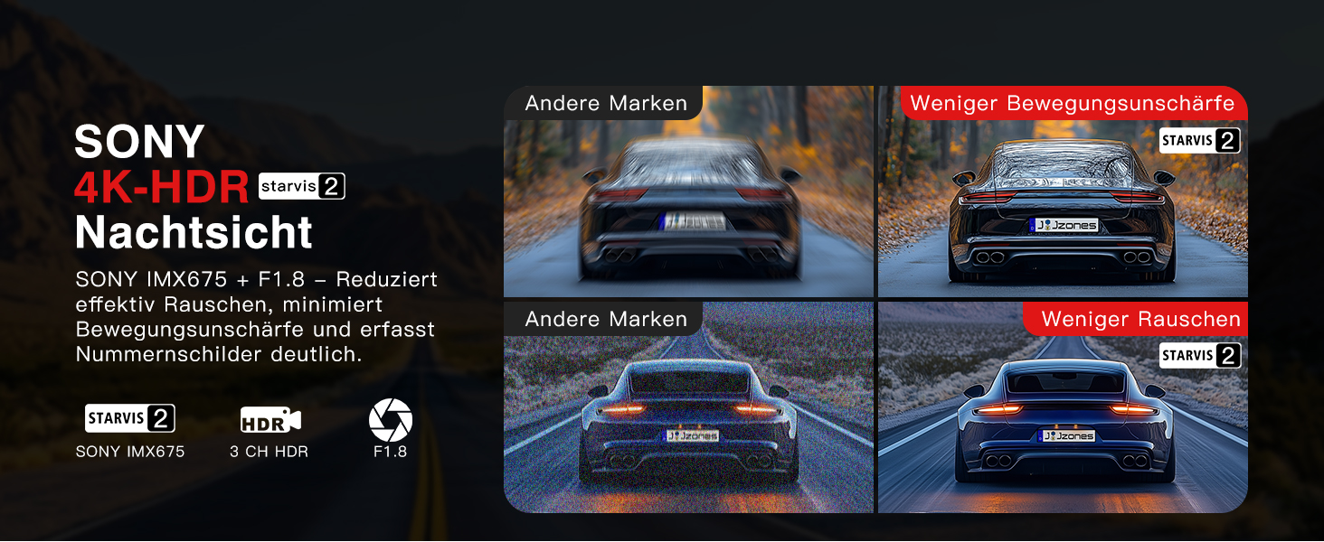 Відеореєстратор Jzones з GPS, WiFi, 4K+1080P, потрійна камера (передня, задня, внутрішня), 64GB SD, G-сенсор, нічне бачення, паркувальний режим, керування через додаток