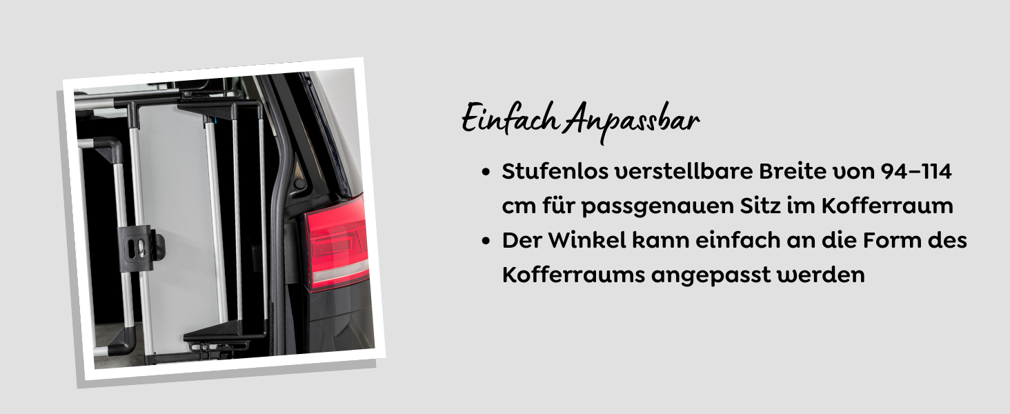 Універсальна сітка для багажника TRIXIE для собак - перетворює багажник на транспортну коробку - кути та бокові частини регулюються - легко складається для використання багажника - 94–114 × 69 × 53 см - 13201