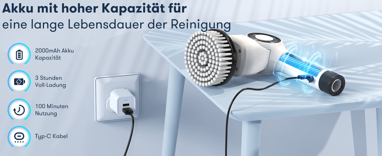 Електрична щітка для прибирання CB18 Uythumidid: 7 насадок, 3 швидкості, LED дисплей для ванної, кухні, авто, підлоги