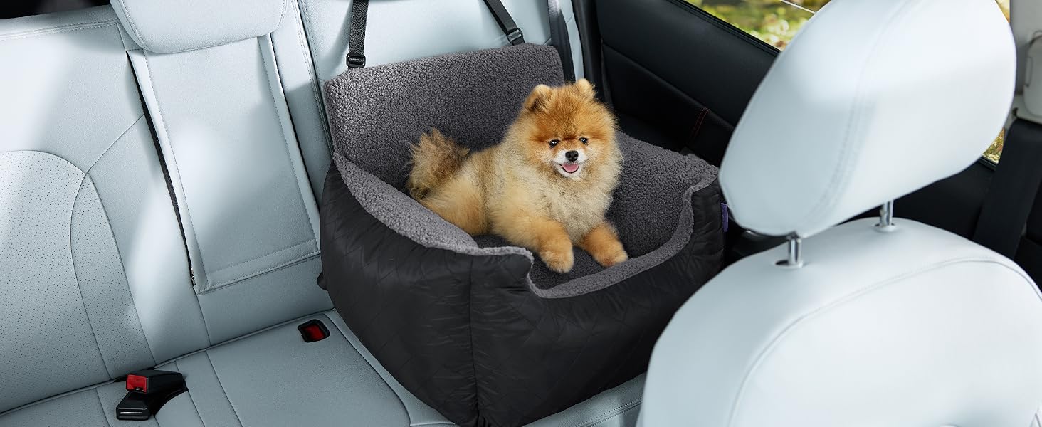 Автокрісло для собак Lesure - водовідштовхувальне, для маленьких собак, з поворотком для повідка, темно-сіре