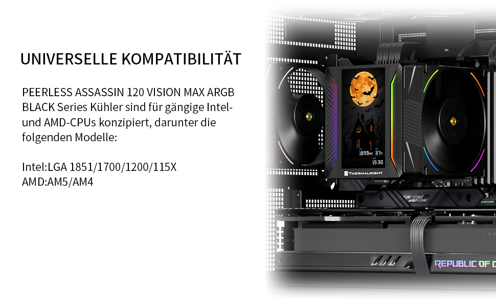 Кулер для процесора Thermalright Peerless Assassin 120 VISION MAX ARGB Black, 2 вентилятори TL-K12 PWM, 5