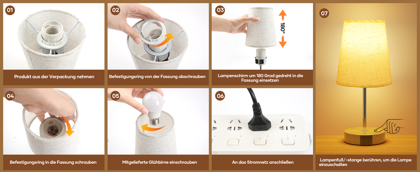 Нічна лампа Suright з торшером з льону, USB-портами A+C, регулюванням яскравості, дерев'яною основою, для спальні/вітальні (LED-лампочка в комплекті), Бежева