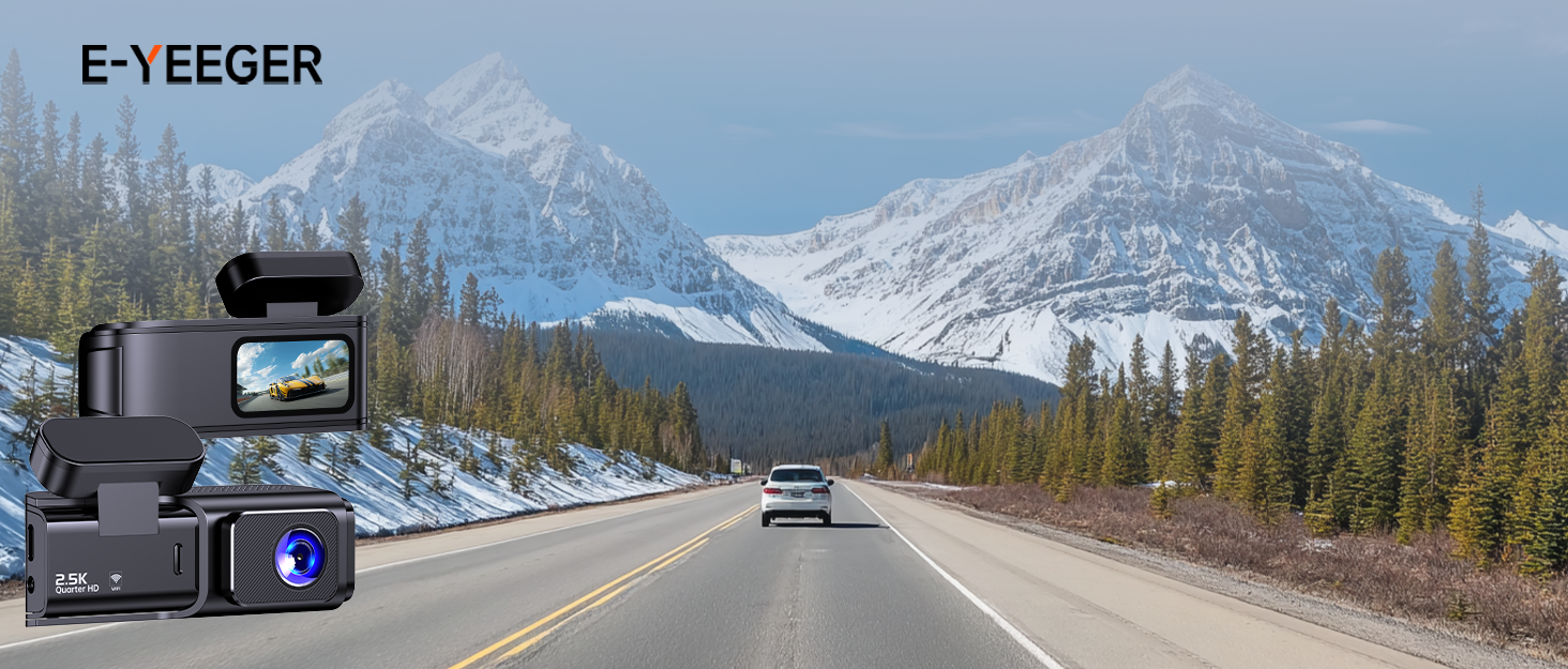 Автомобільний відеореєстратор Dashcam Dual 2.5K + 1080P з WiFi, 32GB SD-картою, ширококутним об'єктивом 170°, нічним баченням та датчиком удару G-сенсором, чорний