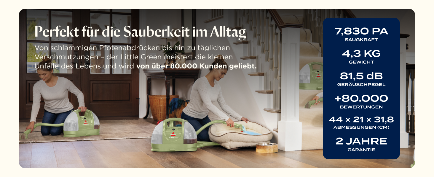 BISSELL Little Green: портативний мийний пилосос для килимів та м'яких меблів. Ефективне видалення плям та бруду. Потужний 340W мотор, модель 4098N