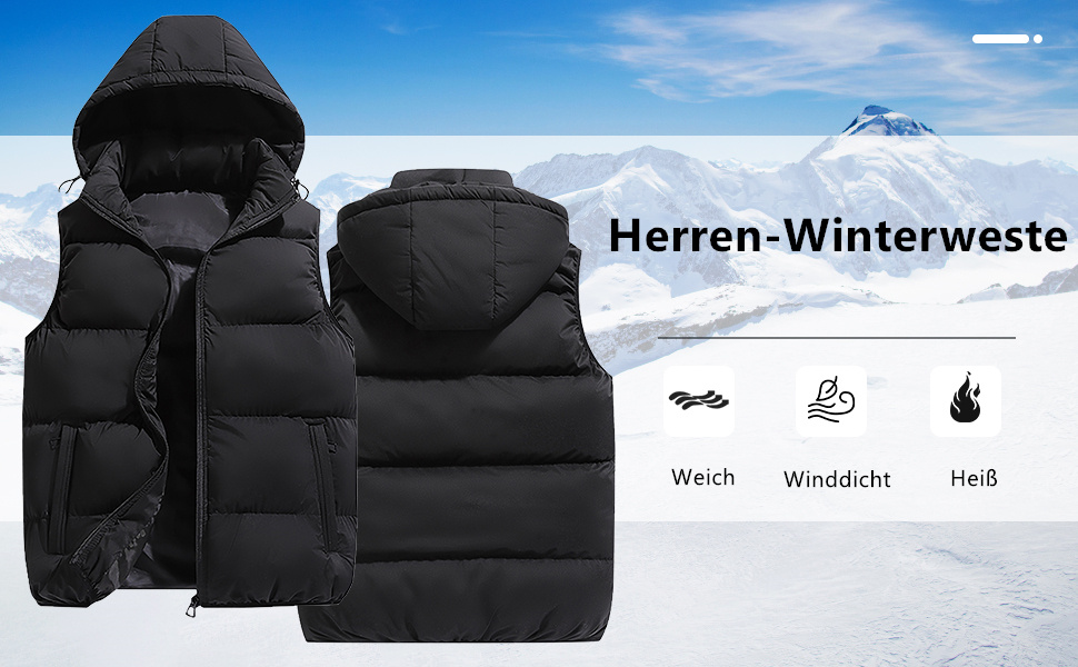 Чоловічий жилет AIEOE без рукавів з багатьма кишенями, легкий, з утеплювачем, знімний капюшон та блискавка, розмір XXL (DE M), чорний