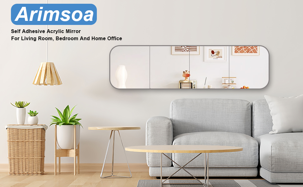 Настінний дзеркало на клейкій основі, 4 шт., акрил, самоклеючий, безпечний, велике дзеркало для ванної кімнати, фітнесу