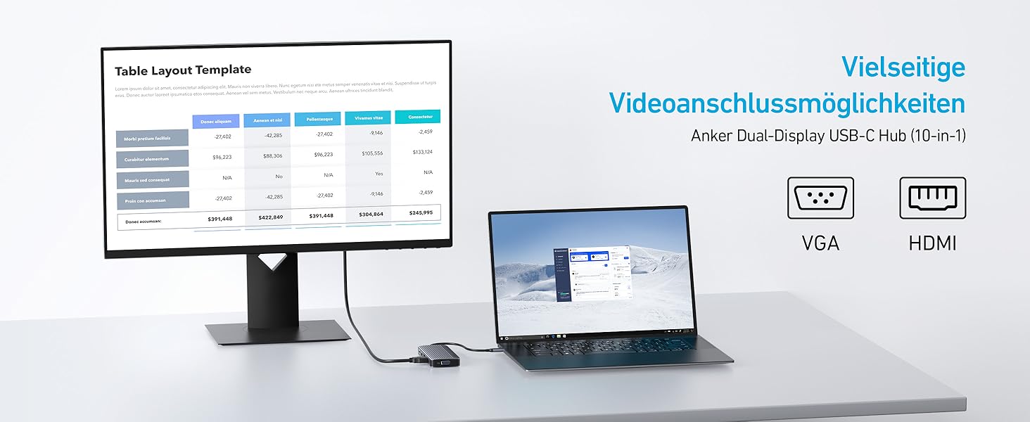 Хаб USB-C Anker з двома HDMI, 100W, 10Gbit/s, 10-в-1 для MacBook, Dell, iPad Pro