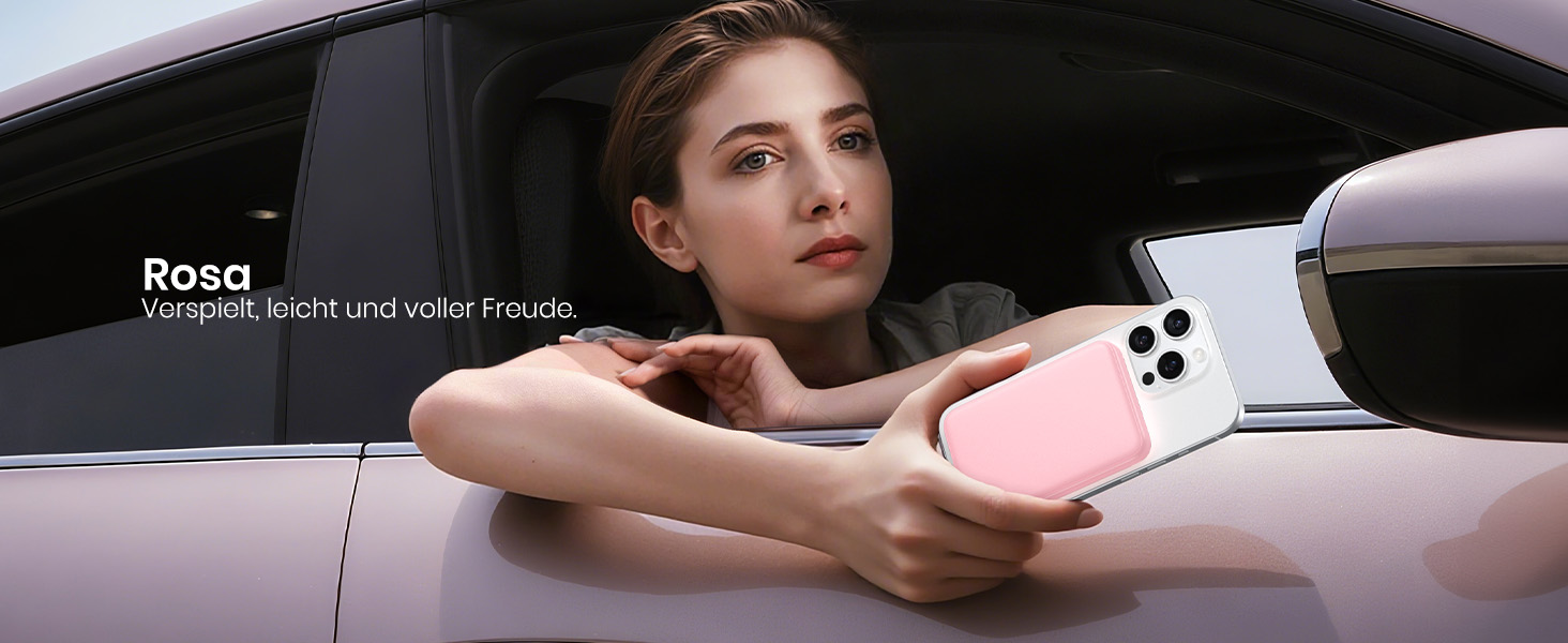 Power Bank A ADDTOP 10000mAh з PD 20W, USB-C, бездротова зарядка та LED дисплеєм (Рожевий)