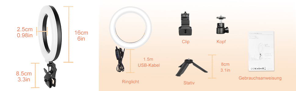 Ring Light UBeesize 30 см з штативом, 12 дюймів для фото та відео, Live Stream, YouTube, макіяж