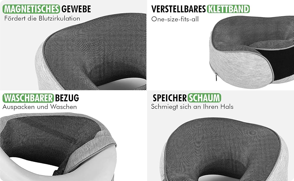 Подушка для шиї Näckenkissen: U-подібна подушка з Memory Foam, маска для сну та навушники.