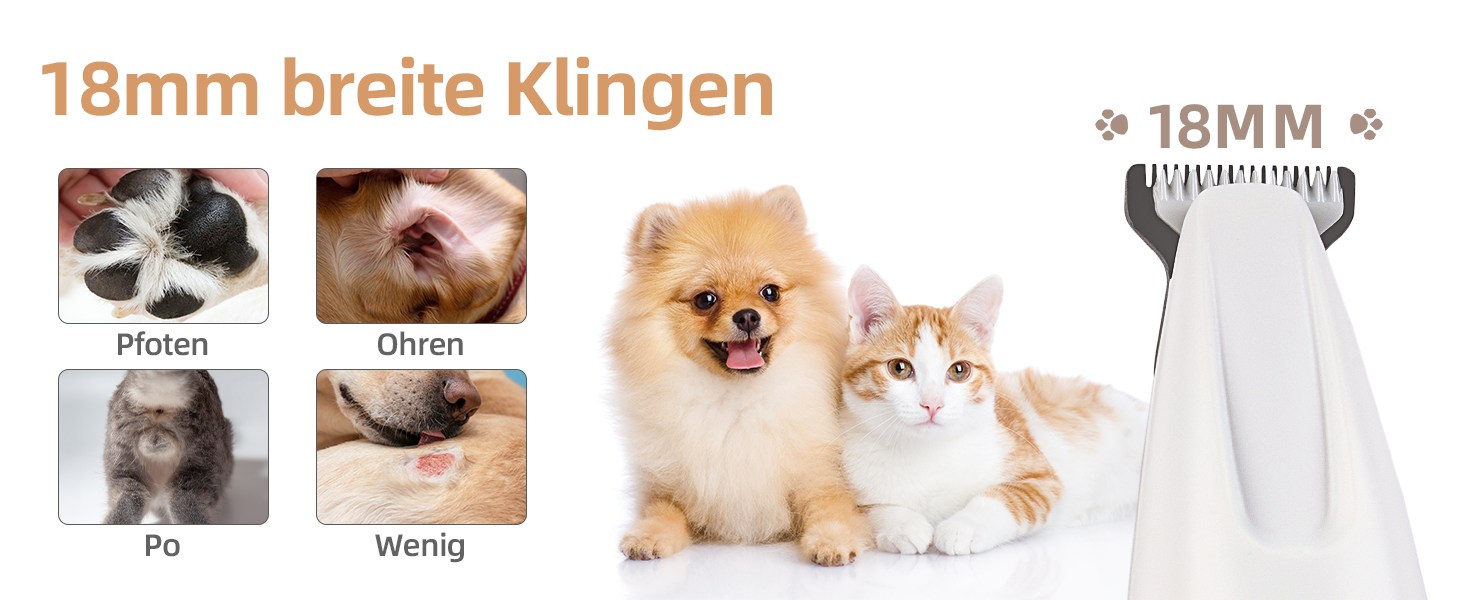 Триммер для собак ALL FOR PAWS з LED-підсвічуванням – 18 мм, тихий (35 дБ), водонепроникний (IPX4), USB, для догляду за лапами, вухами, обличчям та спиною