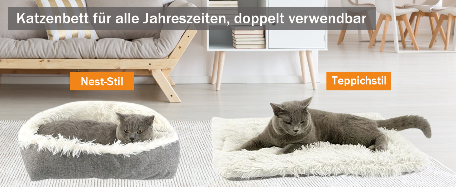 Ліжко для кота YUYTE, миється, для дому, тепле, зручне, підходить для будь-якої пори року (біле)