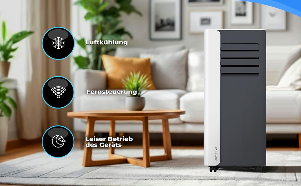 Мобільний кондиціонер 9000 BTU WiFi Tuya Smart, 2.6 кВт, 26 м², 3-в-1, з випускним шлангом, міні, комплект з ущільнювачем для вікна