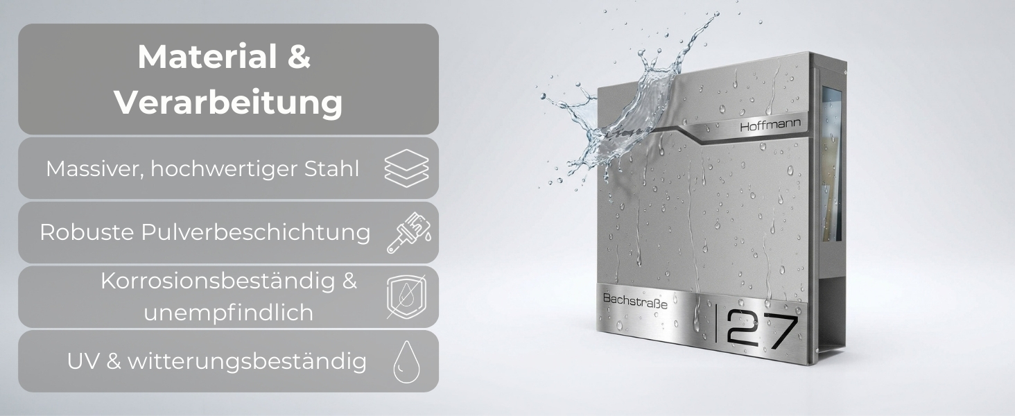 Поштовий ящик Metzler з газетницею та табличкою з нержавіючої сталі V2A, сучасний, стійкий до іржі, сірий алюміній Ral 9007, 10 років гарантії на запчастини, з вікном огляду Siebert