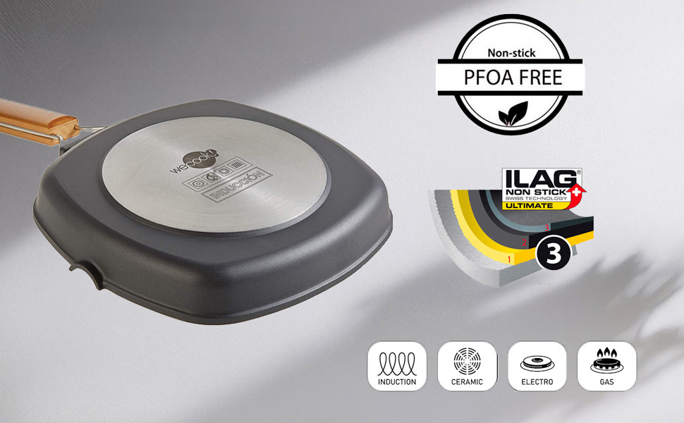 WECOOK! Ecostone Гриль сковорода алюмінієва з антипригарним покриттям рифлена 24x24 см