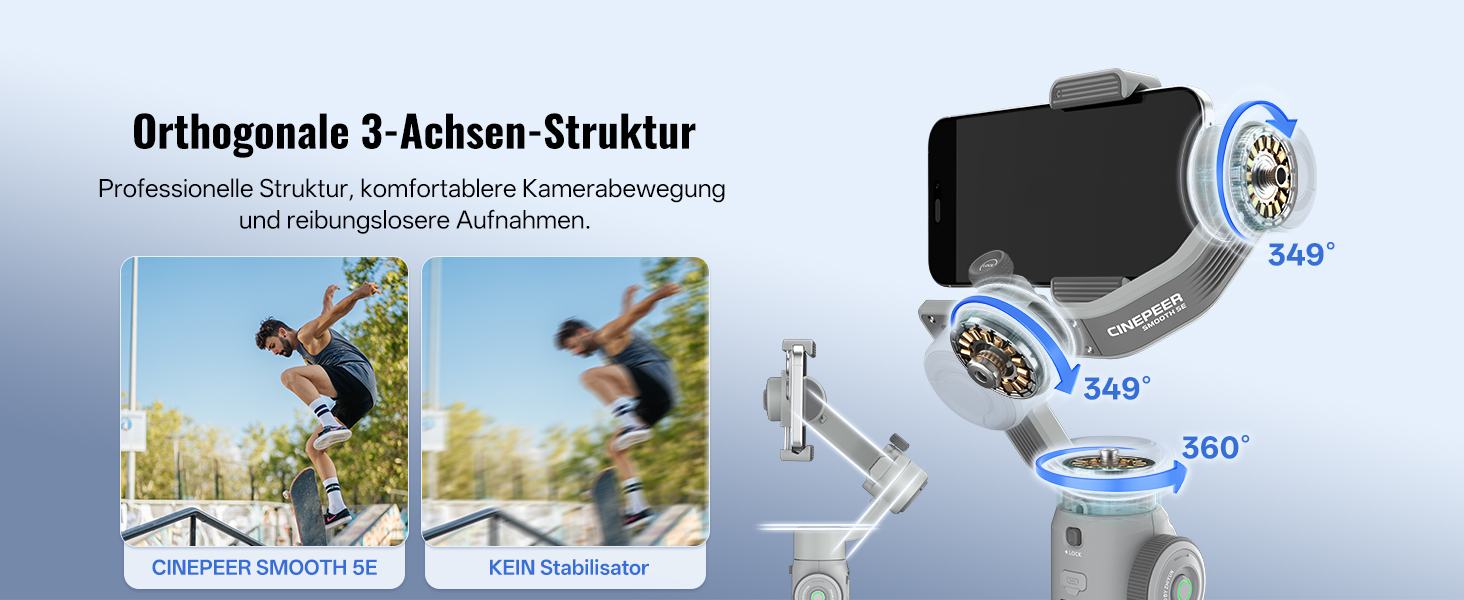 ZHIYUN CinePeer Smooth 5E: Стабілізатор для смартфона з підсвічуванням, штативом та жестами, до 300г