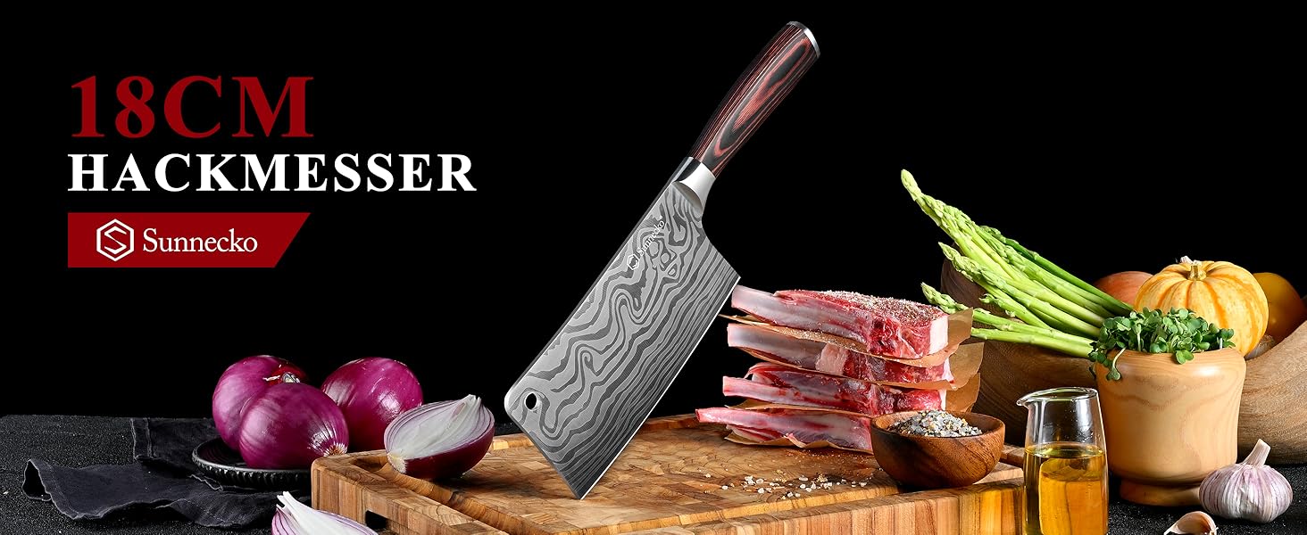 Японський ніж Sunnecko Santoku 17 см - професійний кухонний ніж для приготування їжі, універсальний ніж шеф-кухаря