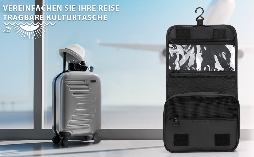 Зувакате Косметичка для підвішування, водонепроникна, з ручкою, для подорожей, спорту, кемпінгу – чорна