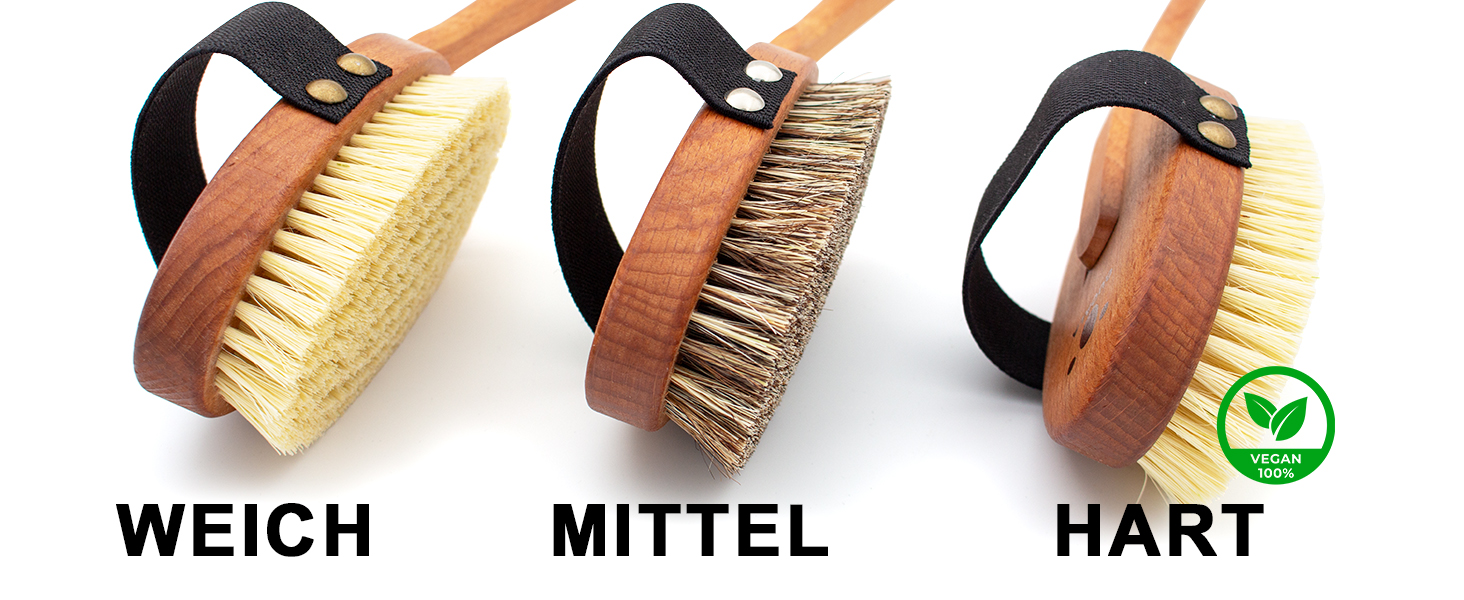 Щітка для тіла QUOALA® Premium з натуральної щетини (сизаль та кінська шерсть) – сертифікована FSC, з довгою ручкою, для сухого та мокрого використання, 100% Made in Germany, середньої жорсткості