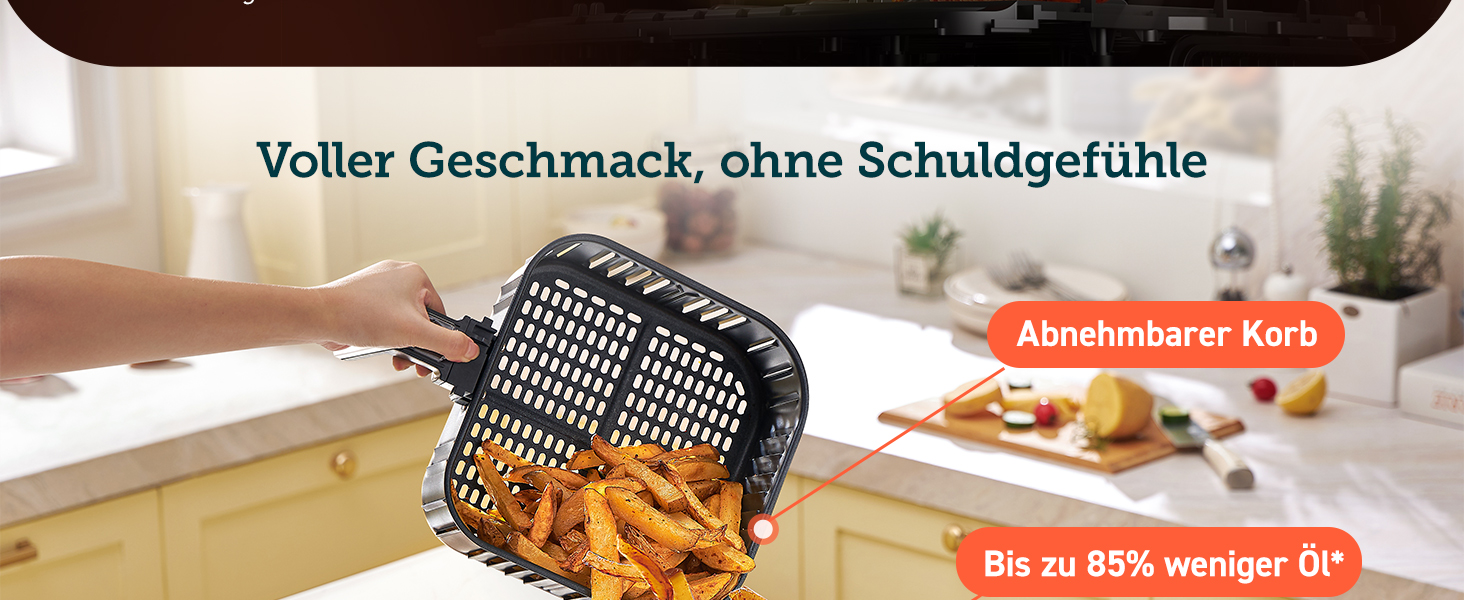 Фритюрниця без олії COSORI CP158-AF, Біла, 11 функцій, Економія енергії 55%, 100 рецептів, Shake Reminder, Лауреат Stiftung Warentest 2024