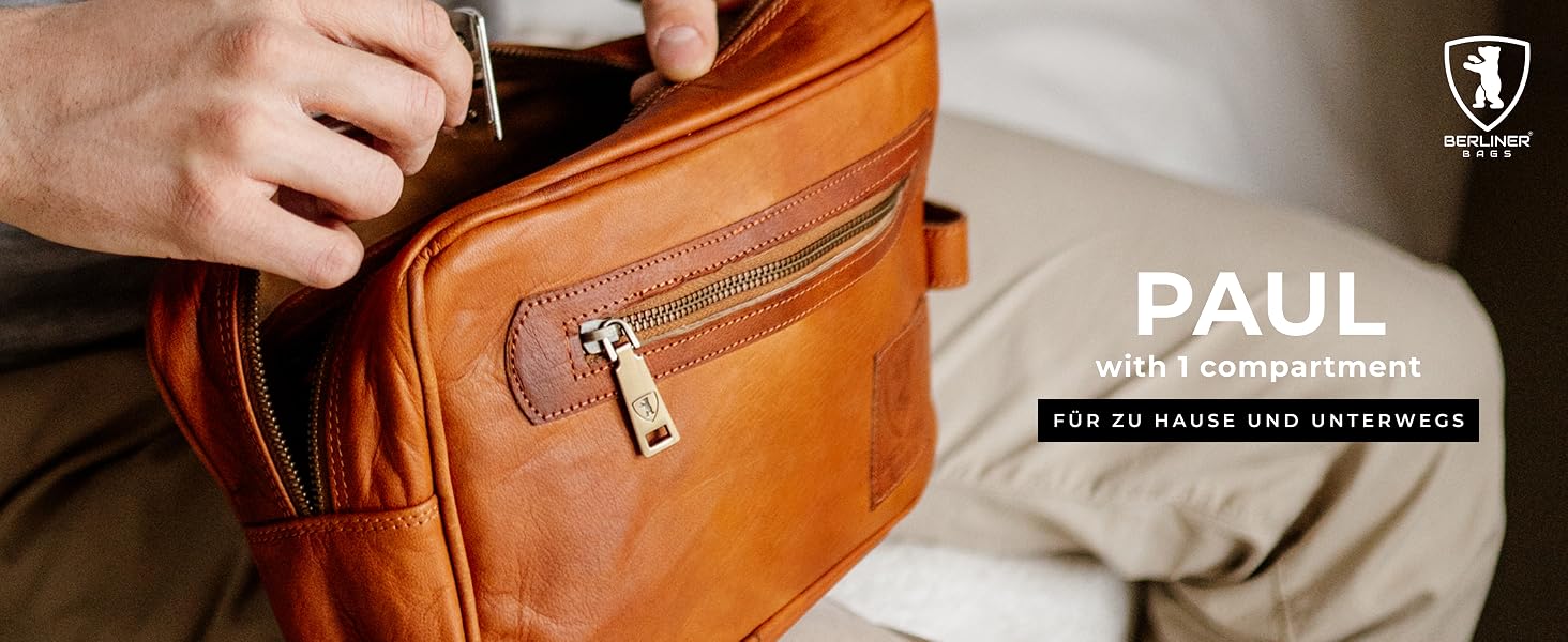 Шкіряна косметичка для подорожей Berliner Bags Vintage Paul, унісекс, коричнева (1 відділення)