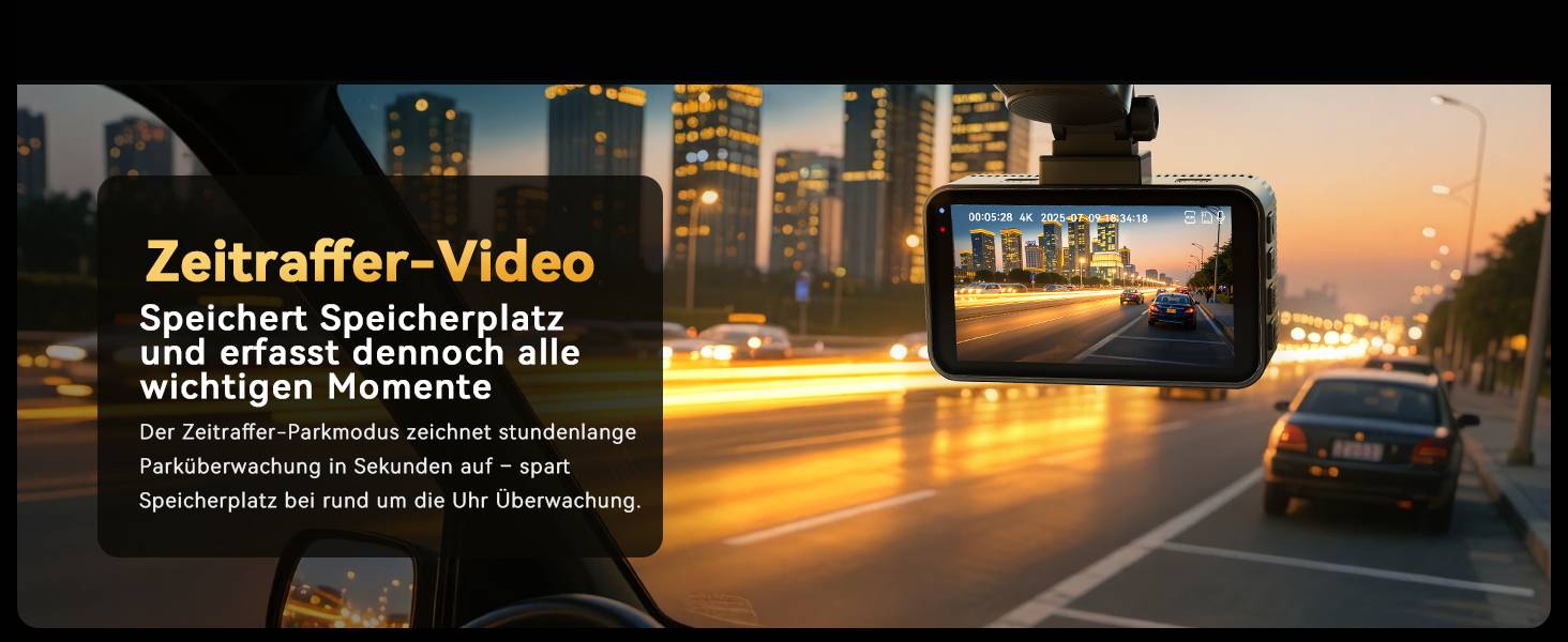 Автомобільний відеореєстратор 4K+4K з передньою та задньою камерою, 128GB карта пам'яті, 5.8GHz WiFi, 3
