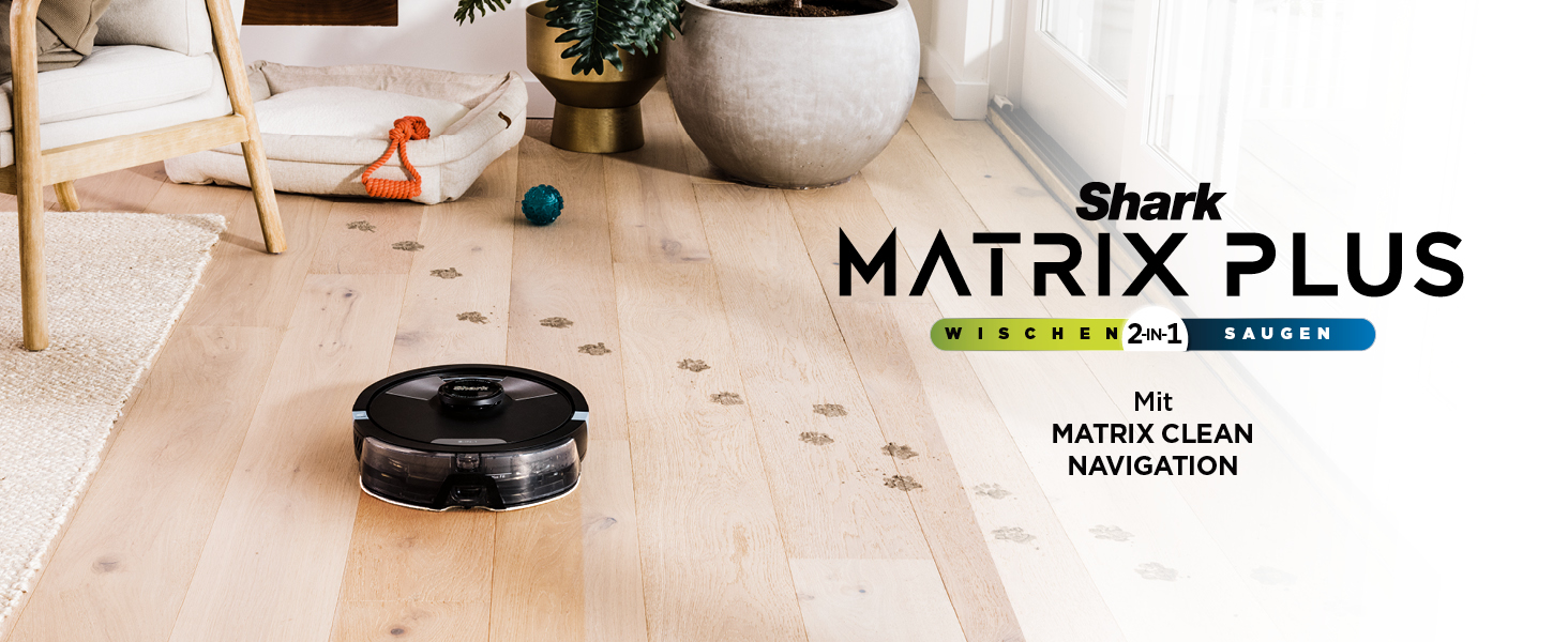 Робот-пилосос Shark Matrix Plus 2-в-1 з функцією миття та самостійною станцією, самоочищення, для шерсті тварин, килимів та твердих підлог, 14,5 см, чорний