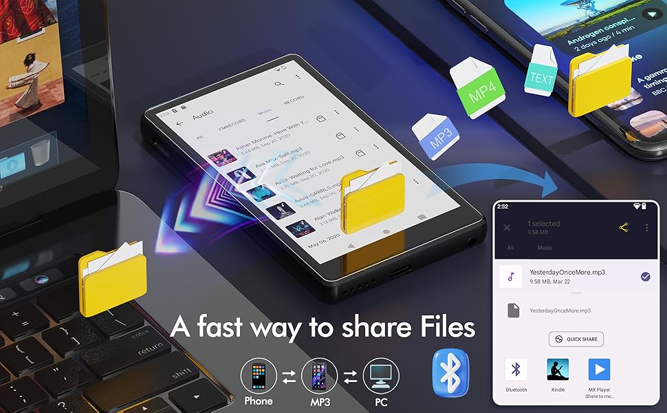 MP3 плеєр 163GB з Bluetooth, Spotify, WiFi, сенсорним екраном 4.5