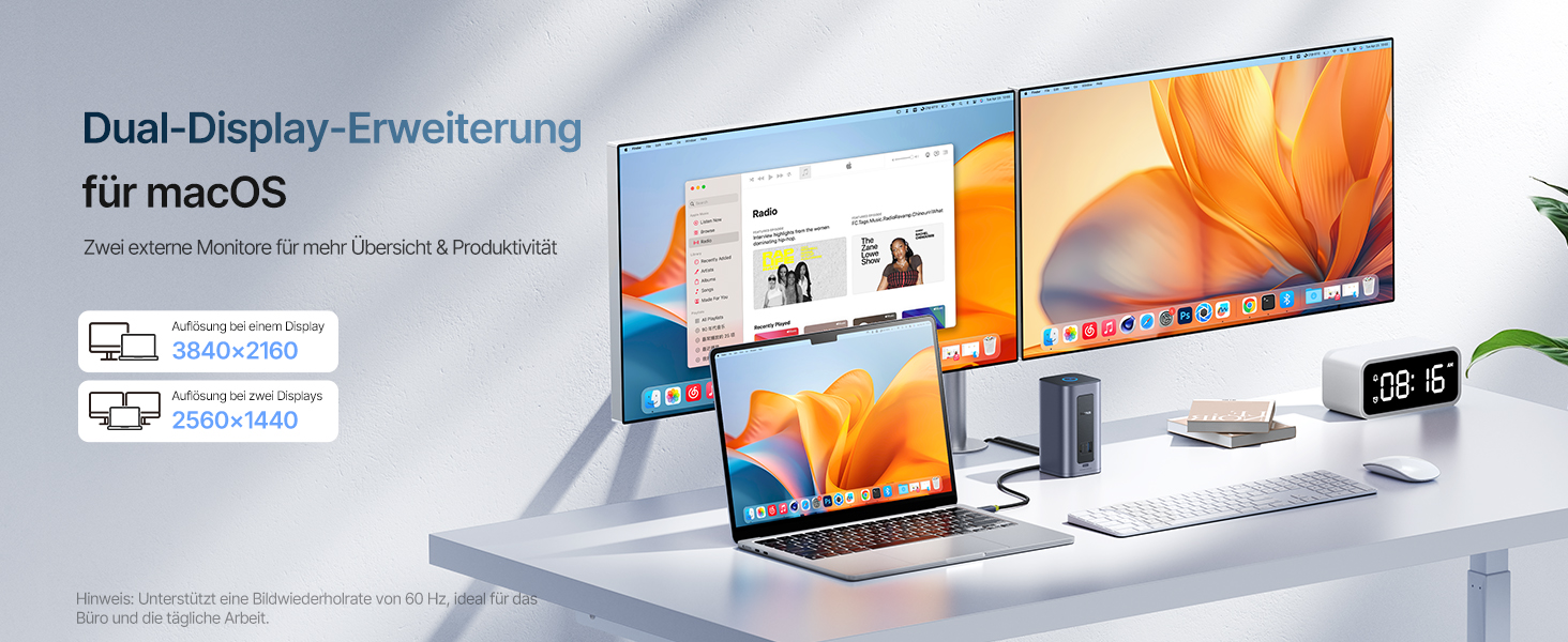 Базаус Док-станція USB-C 12-в-1, сумісна з Dell/HP/Lenovo/Asus/Acer/Mac, 2 монітори 4K HDMI, 10Gbps USB-C/A, 100W PD, Gigabit Ethernet