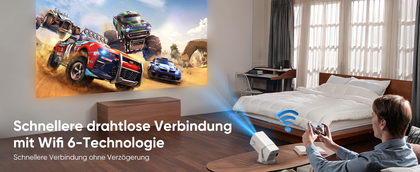 Mini проєктор Beamer з WiFi Bluetooth, 1080P Full HD, підтримкою Netflix, електричний, з автофокусом та автоматичною корекцією трапеції, 270° обертання для домашнього кінотеатру