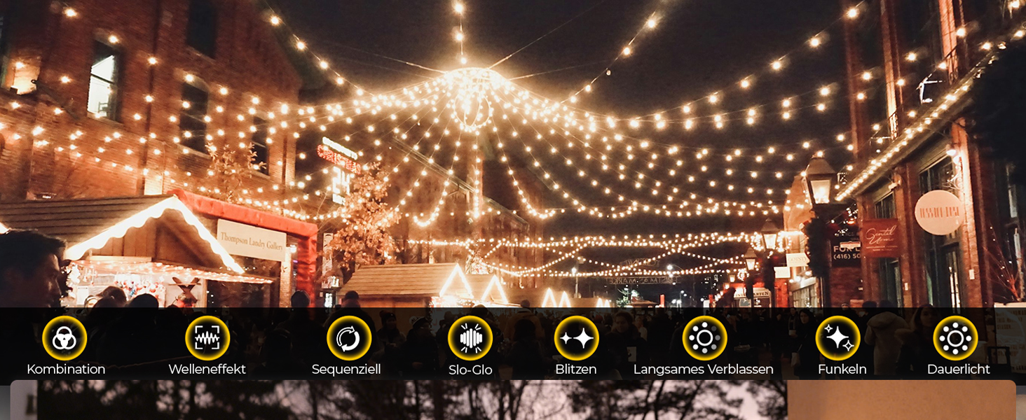 Гірлянда світлодіодна 15м, 100 LED, для дому та саду, IP44, 8 режимів, вологостійка, для дитячої кімнати, декору тераси та балкону