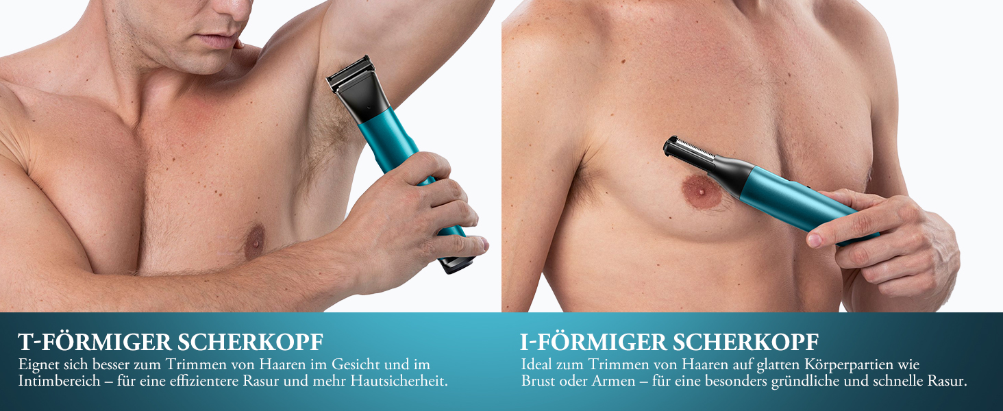 Триммер для тіла Kensen 2-в-1 для чоловіків: для особистої гігієни, тіла, обличчя. З насадкою, для сухого та вологого гоління, USB-C, зелений