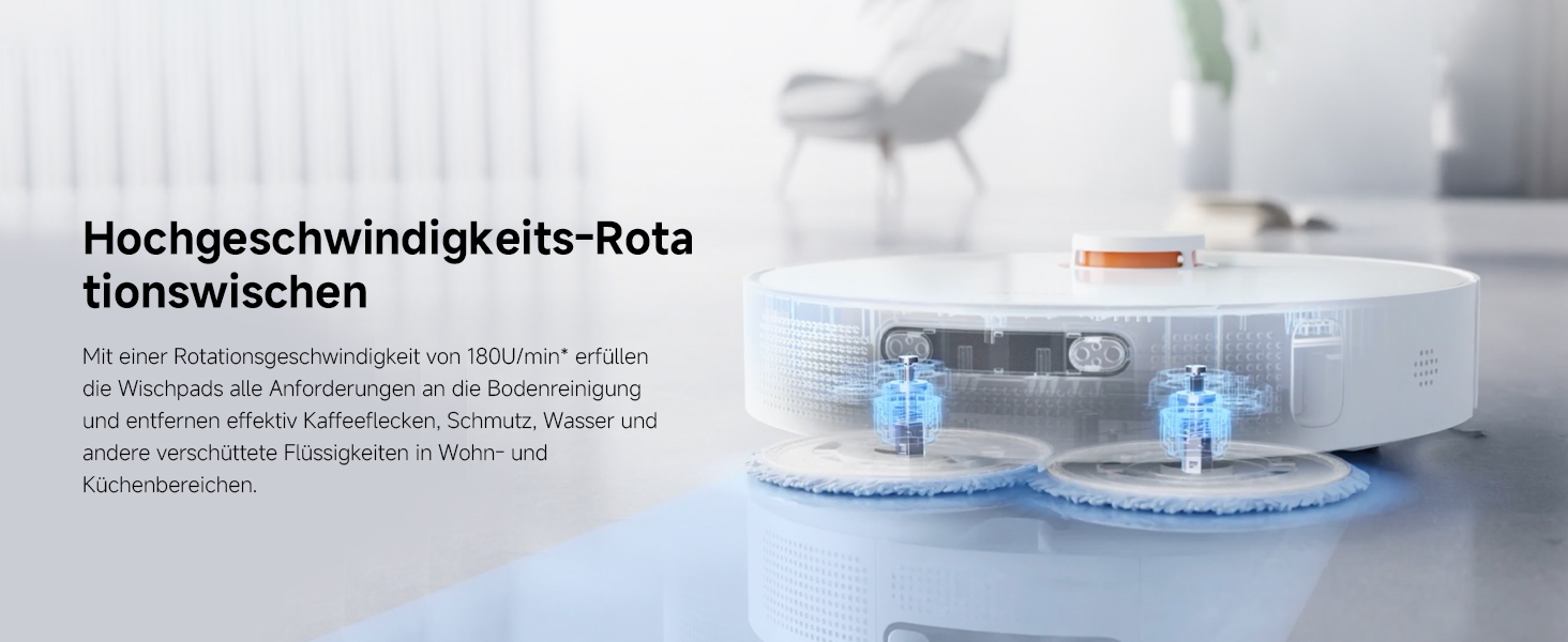 Робот-пилосос Xiaomi Robot Vacuum X20+ з функцією вологого прибирання, потужність всмоктування 6000 Па, підйомні швабри